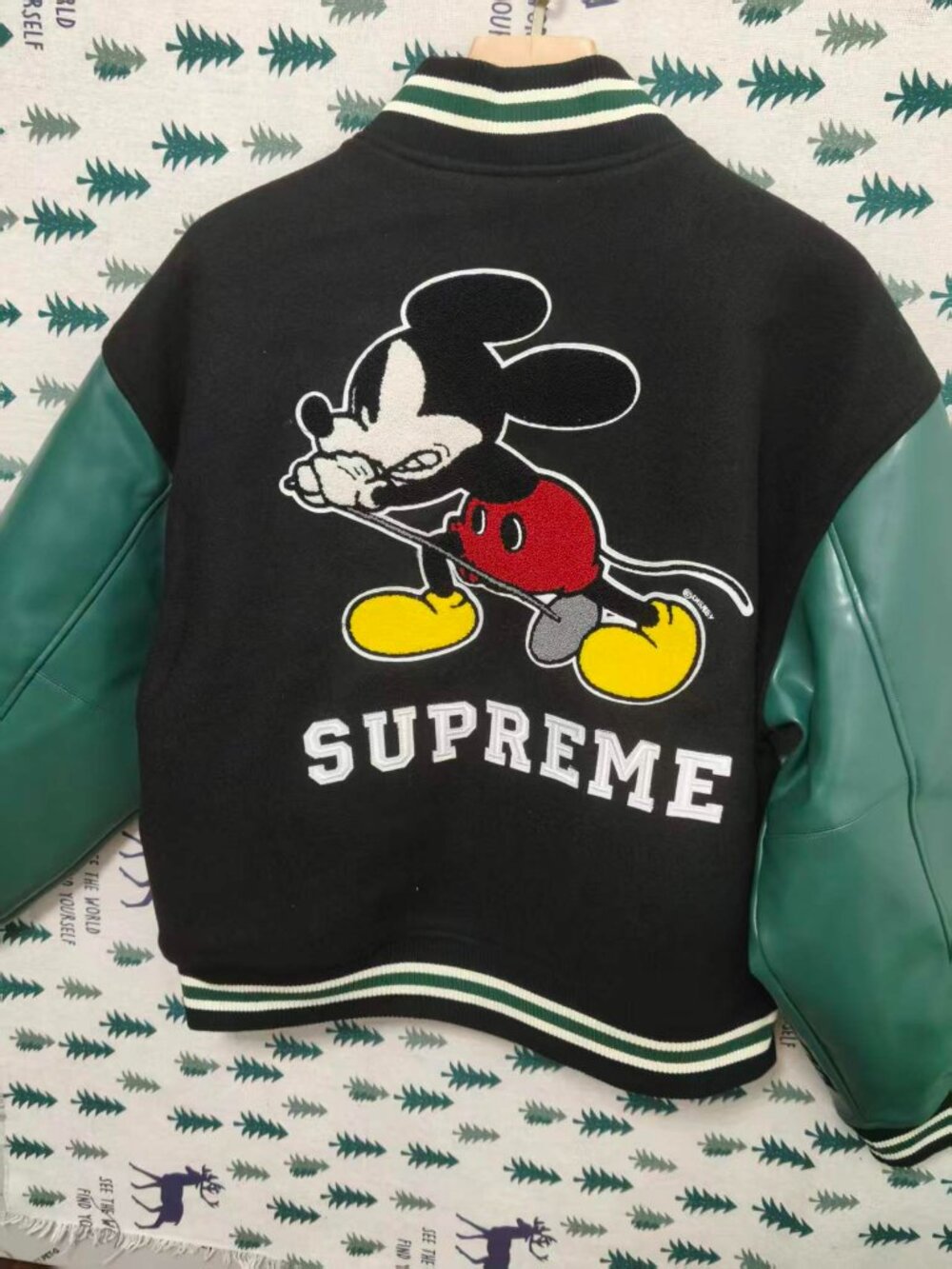 Supreme x Number (N)ine Mickey Varsity Jacket, Black & Green - Picture 7 of 8
